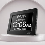 Remarkable Clock by Dawn Clocks. Customisable Calendar and Reminder Clock. Black frame. 